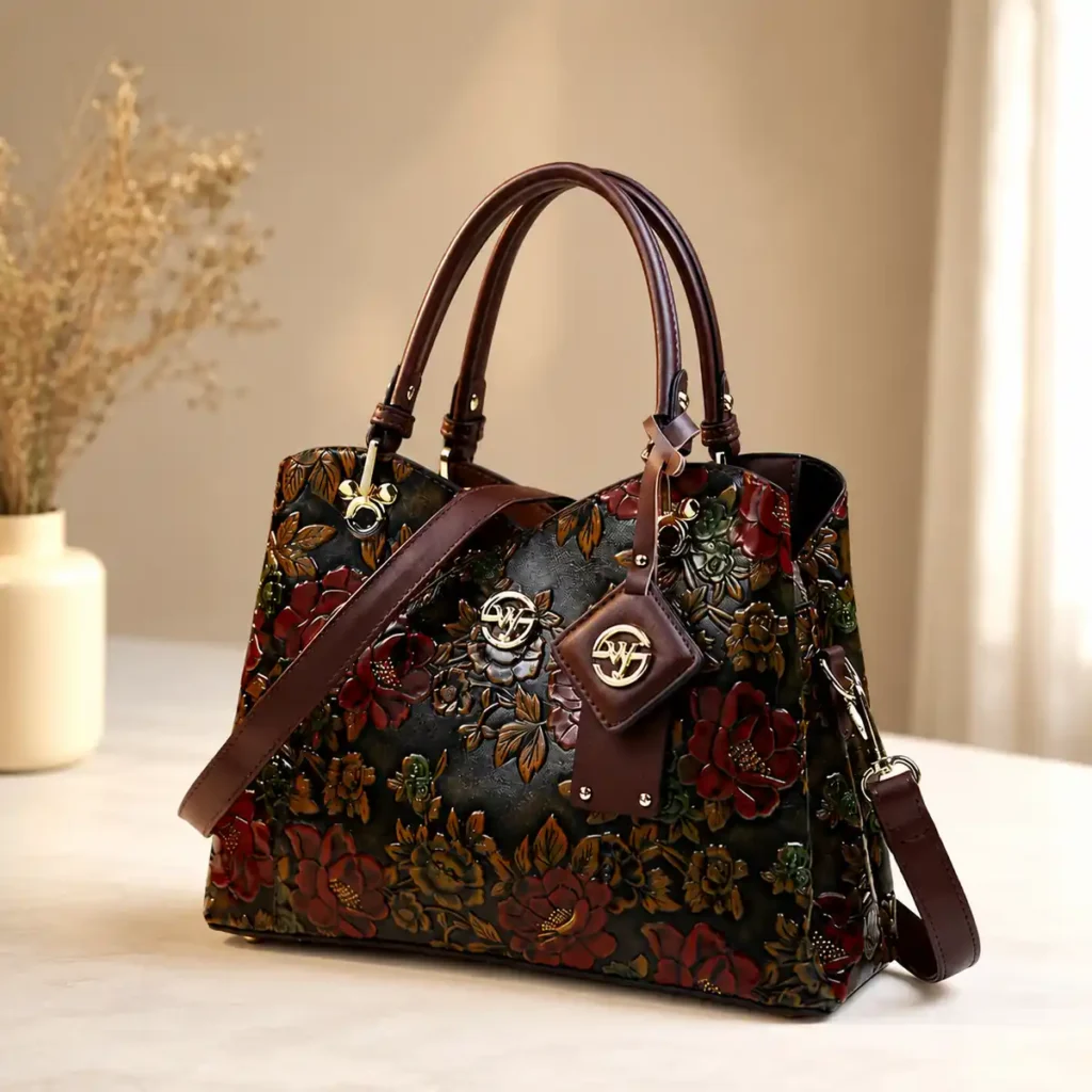 LunexBD floral printed women’s handbag with double handles
