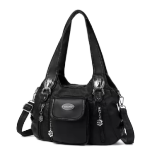 Premium Women's Multi-Pocket Shoulder Handbag – Functional Crossbody Purse with Adjustable Strap & Multi-Compartment Organizer (Classic Black)