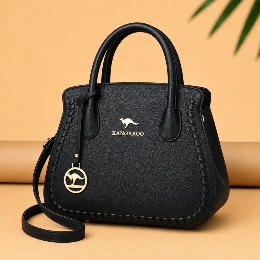 Black Kangaroo leather bag for women with stylish design